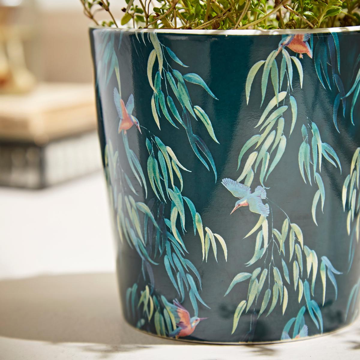 Kingfisher Small Plant Pot Green/Orange – image 3