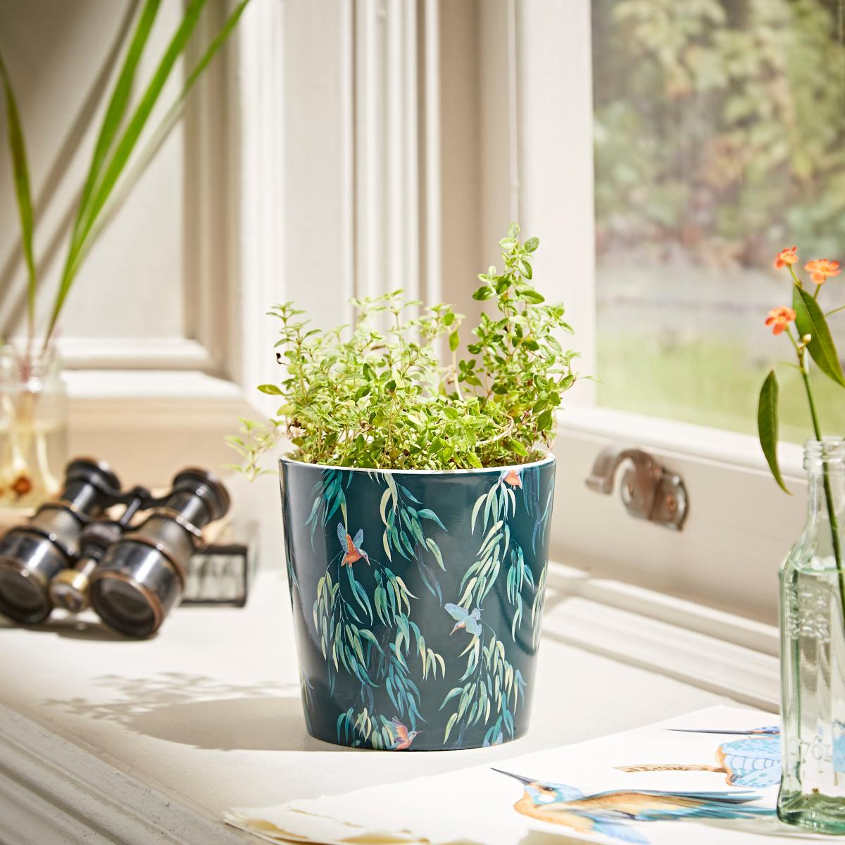 Kingfisher Small Plant Pot Green/Orange – image 1