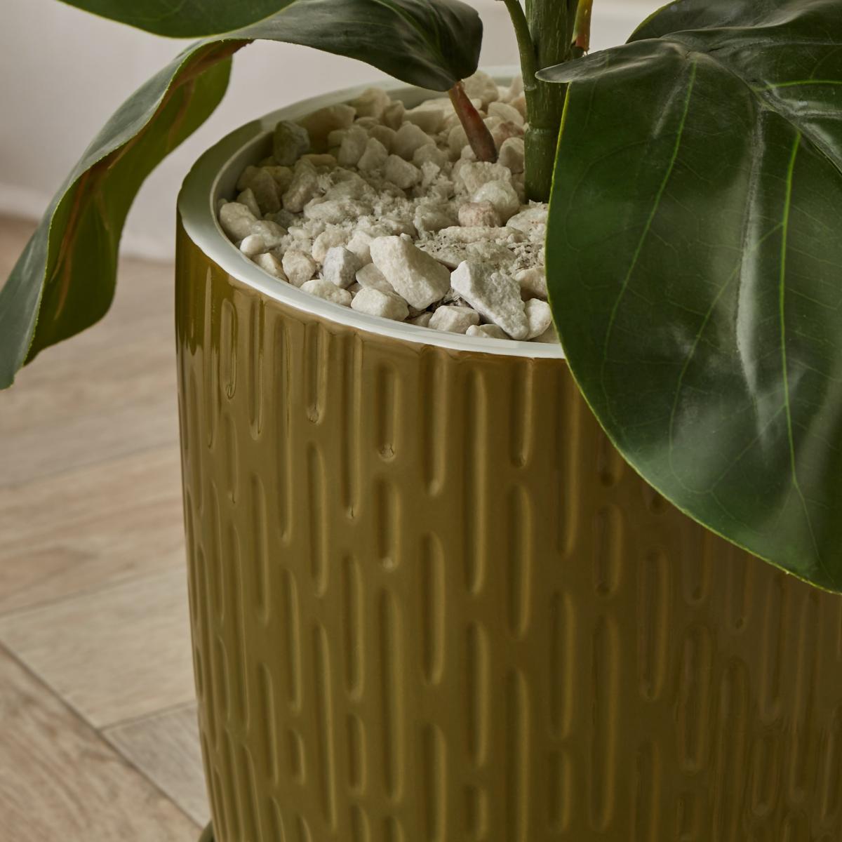 Elements Sculpted Green Footed Planter Green – image 2