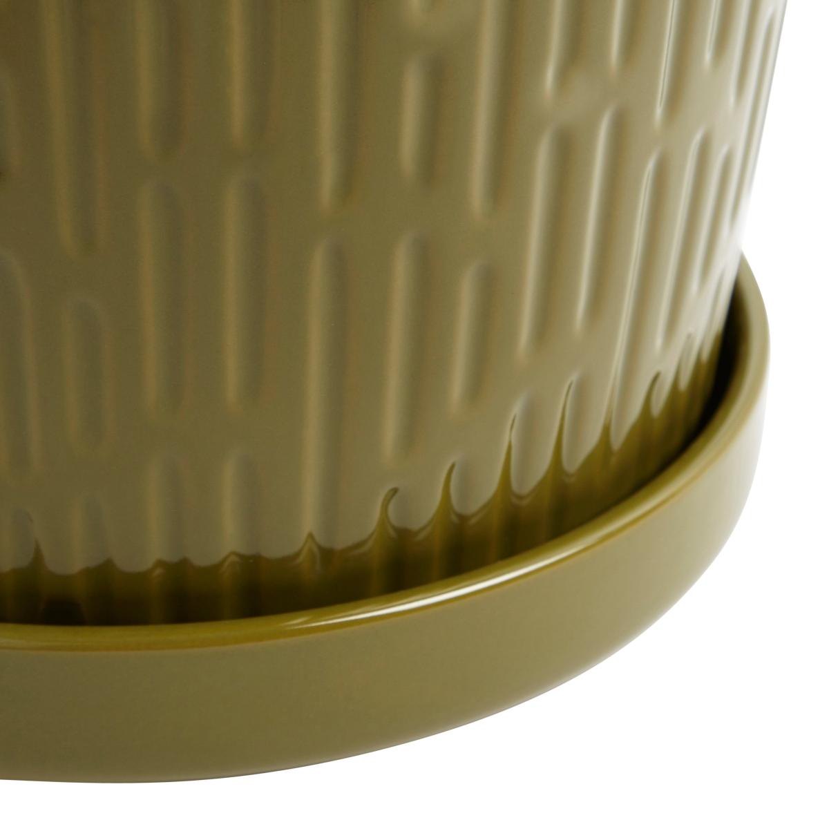 Elements Sculpted Green Footed Planter Green – image 4