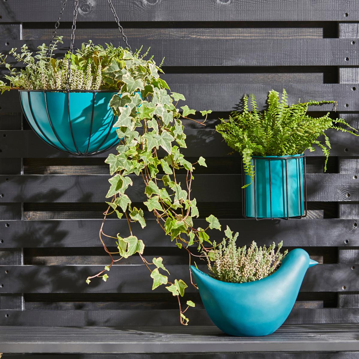 Wall Hanging Black and Teal Planter MultiColoured – image 2
