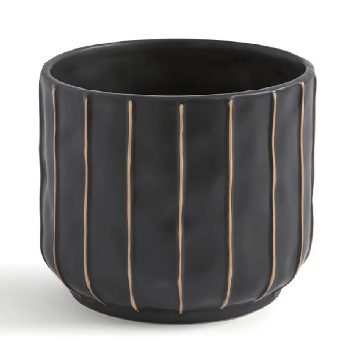 Black & Brown Striped Ceramic Plant Pot – image 3