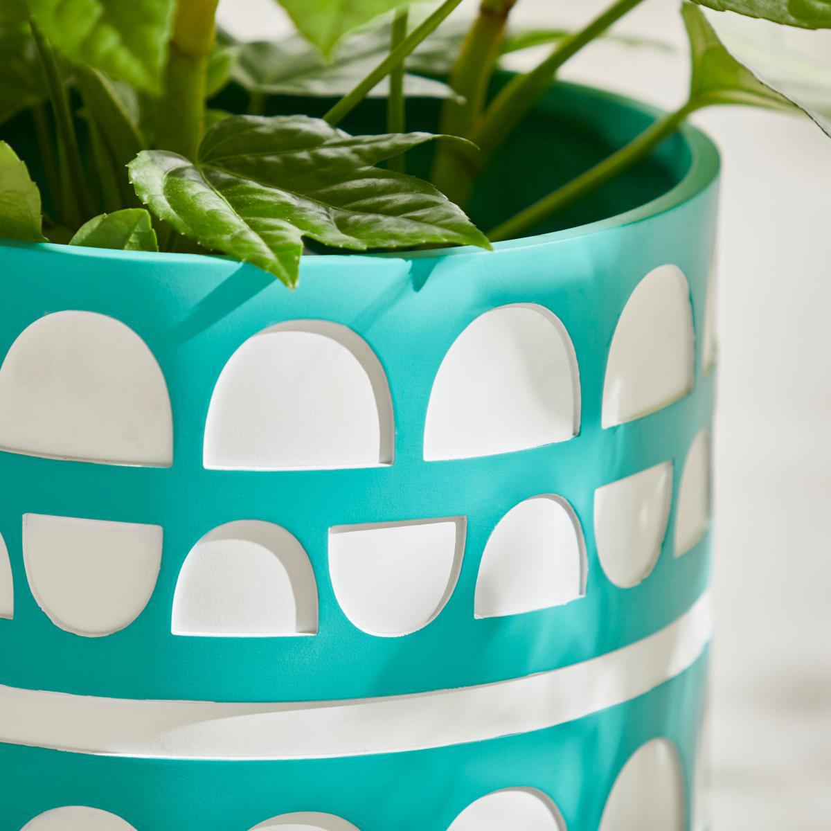 Elements Small Green Patterned Planter Green – image 2