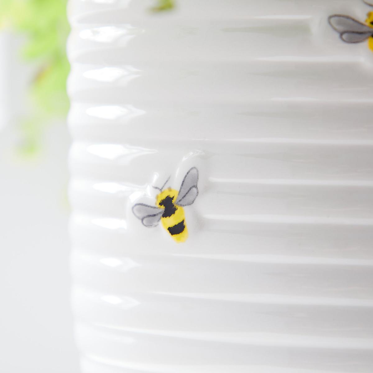 Large Bee 17cm Plant Pot White – image 2