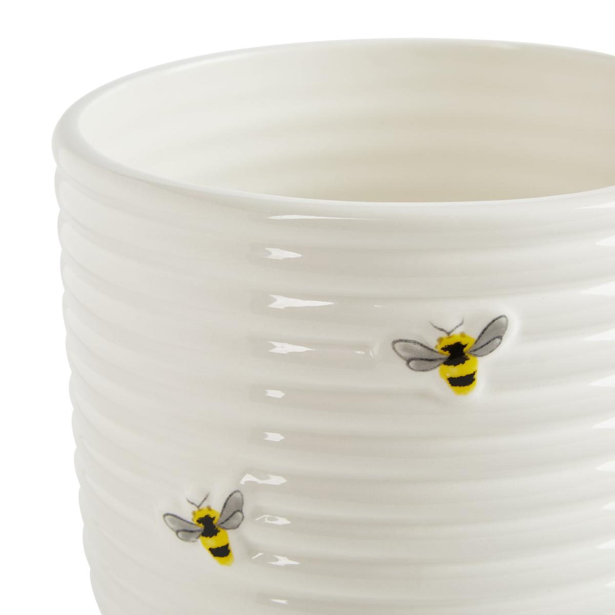 Large Bee 17cm Plant Pot White – image 4