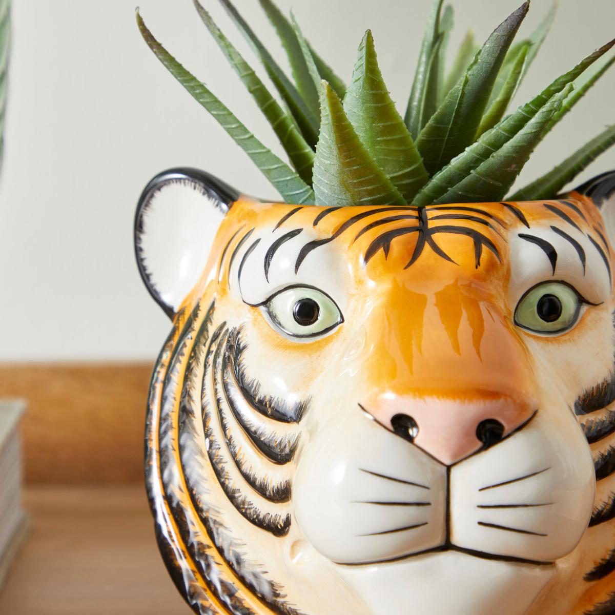 Ceramic Tiger Head Pot 12cm Orange – image 2