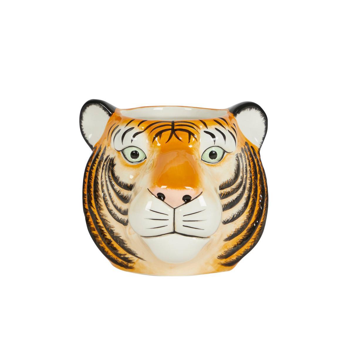 Ceramic Tiger Head Pot 12cm Orange – image 3