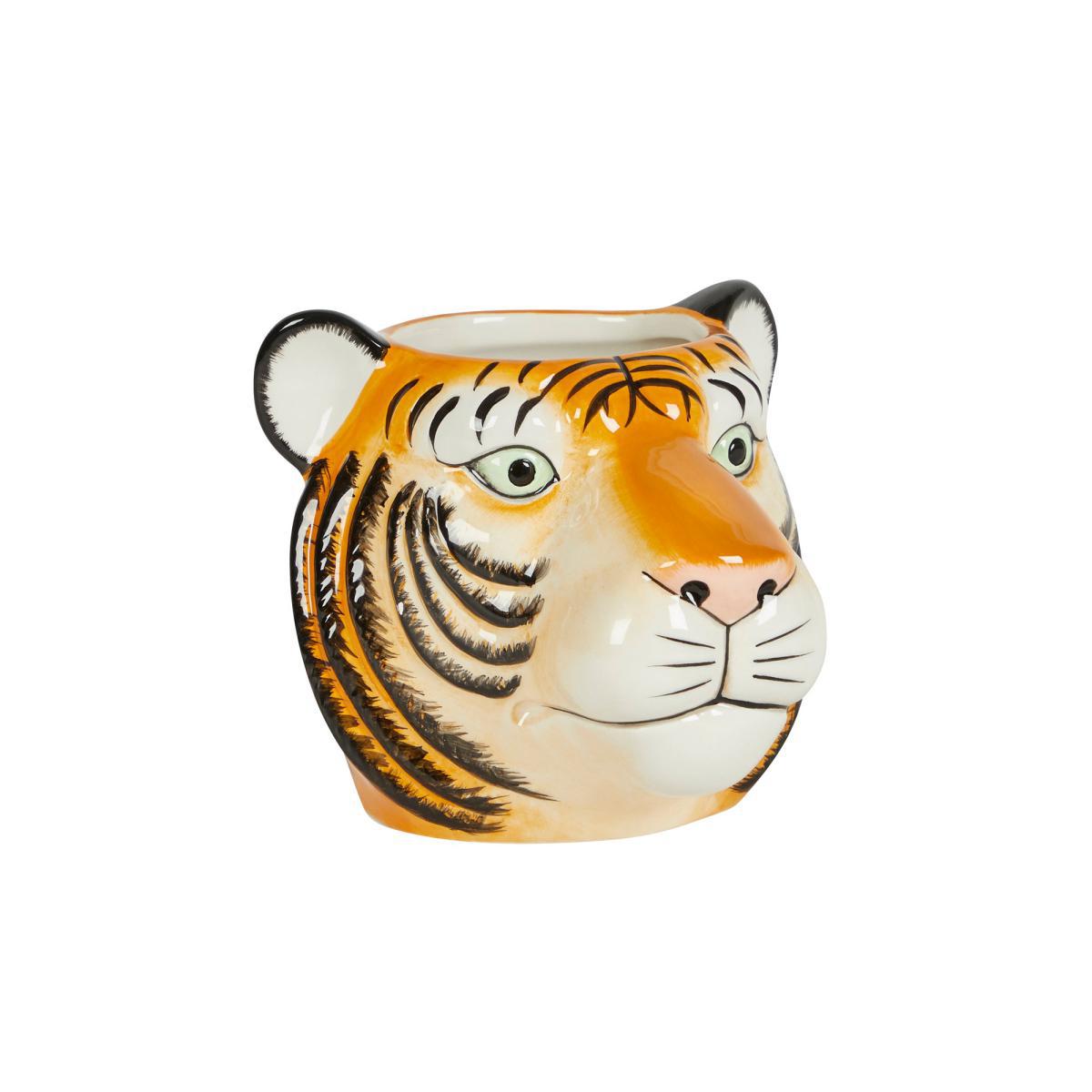 Ceramic Tiger Head Pot 12cm Orange – image 4