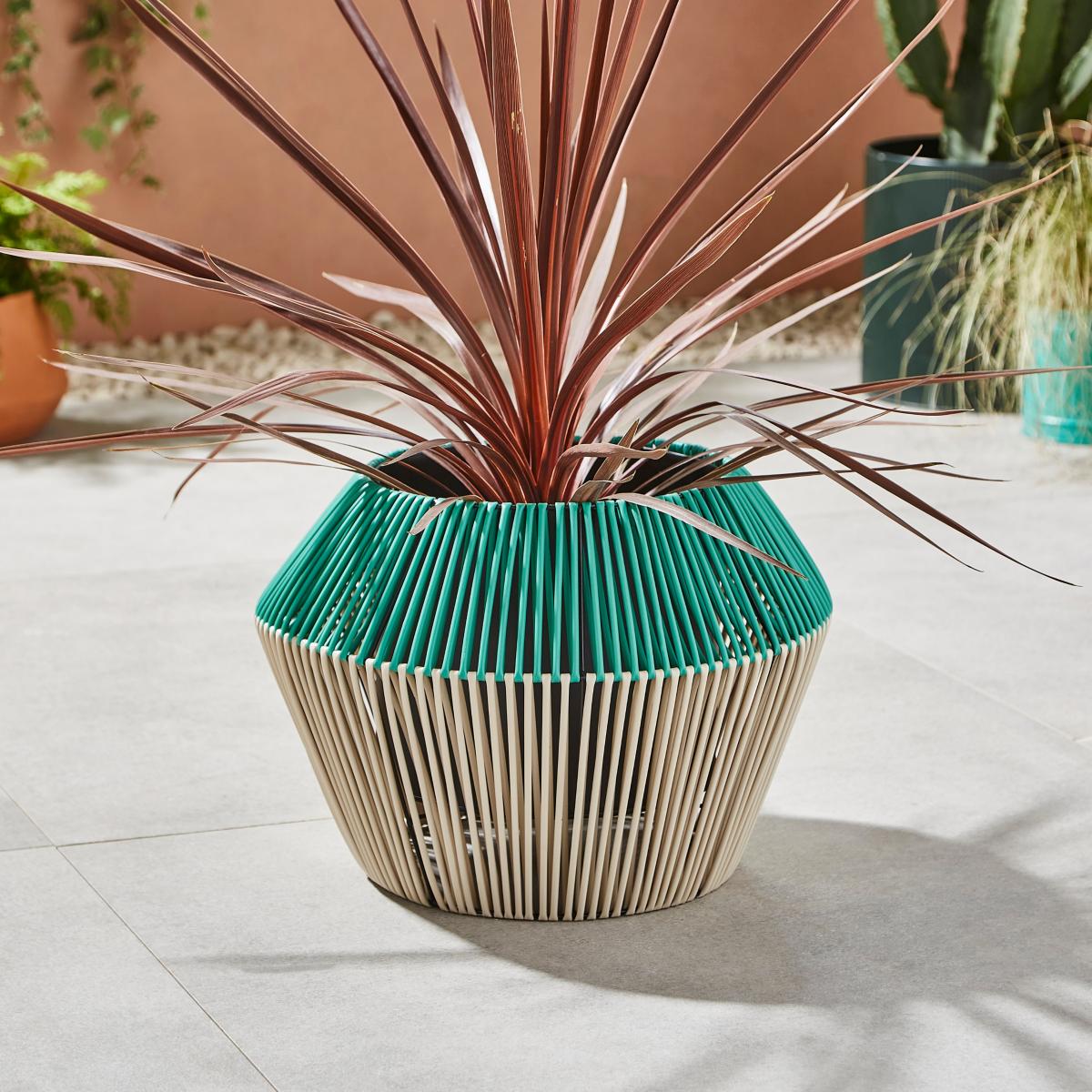Two Tone Woven Plant Pot – image 1