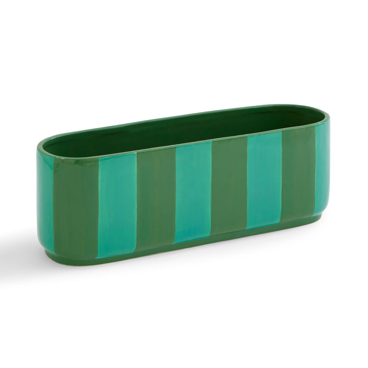 Elements Striped Ceramic Windowsill Plant Pot Green – image 3