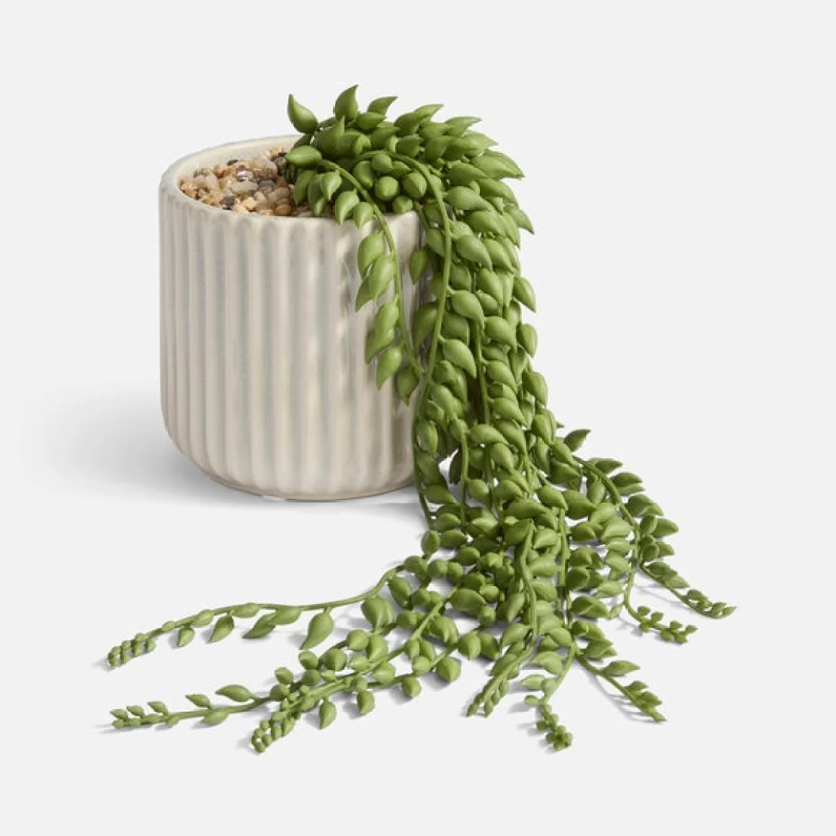 Artificial Trailing Plant in Ribbed Crackle Glazed Plant Pot – image 3