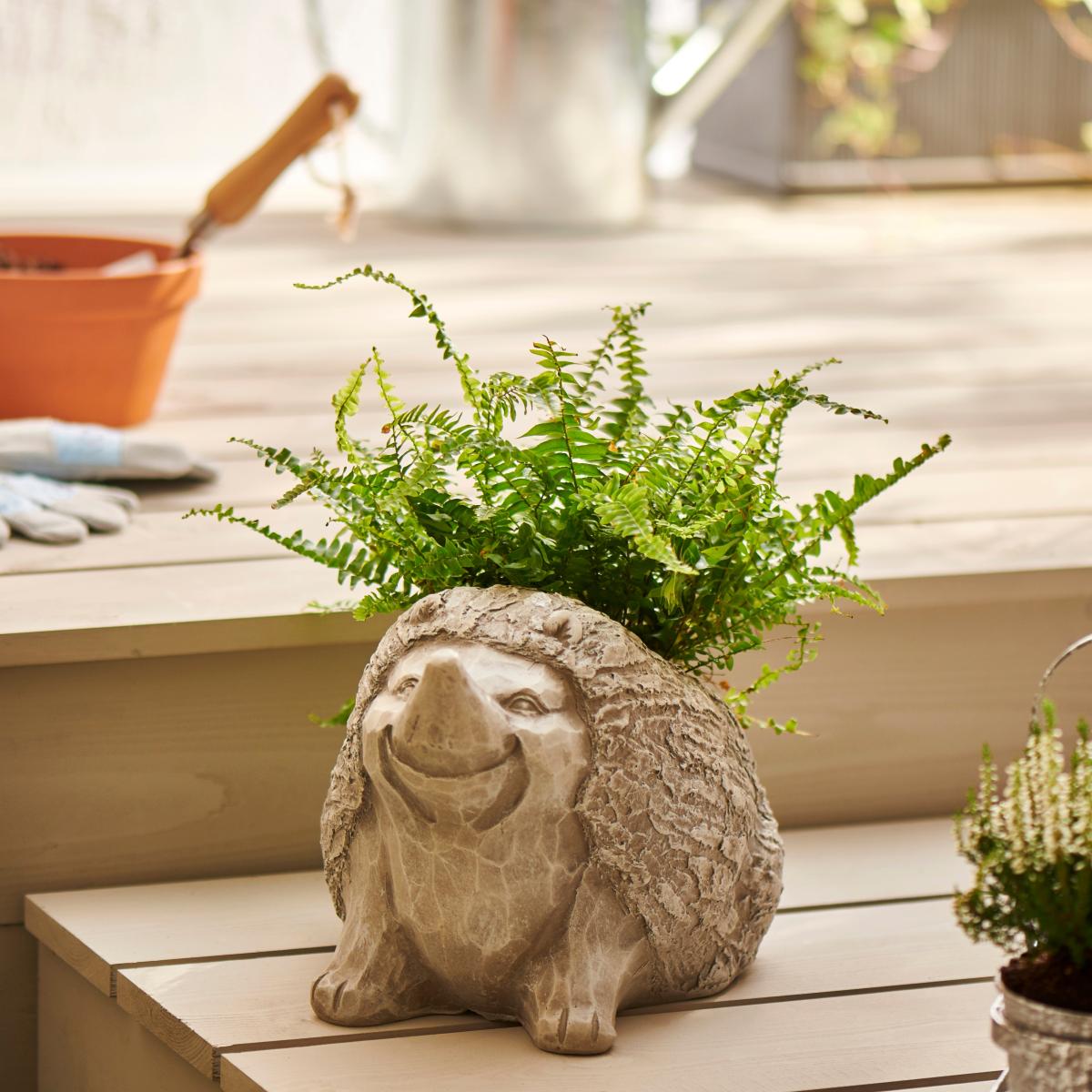 Fibre Clay Hedgehog Planter Beige – image 1