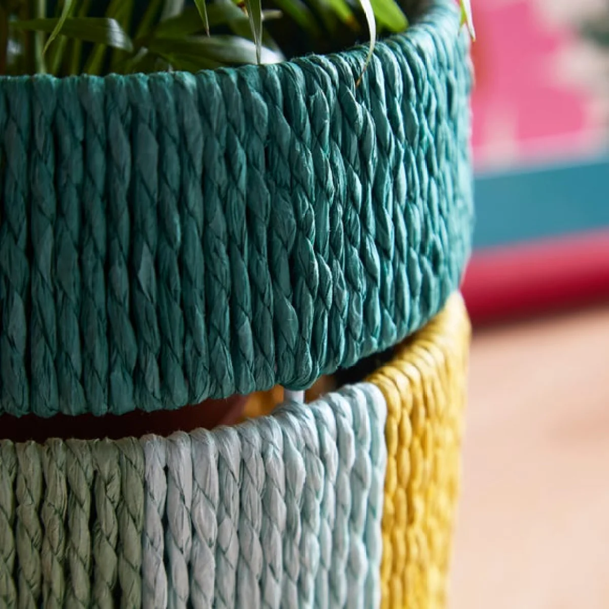 Sophie Robinson Woven Striped Plant Pot – image 1