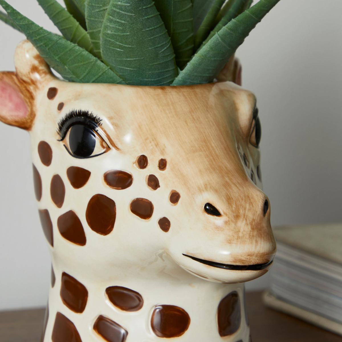 Ceramic Giraffe Head Planter 12cm Brown – image 2
