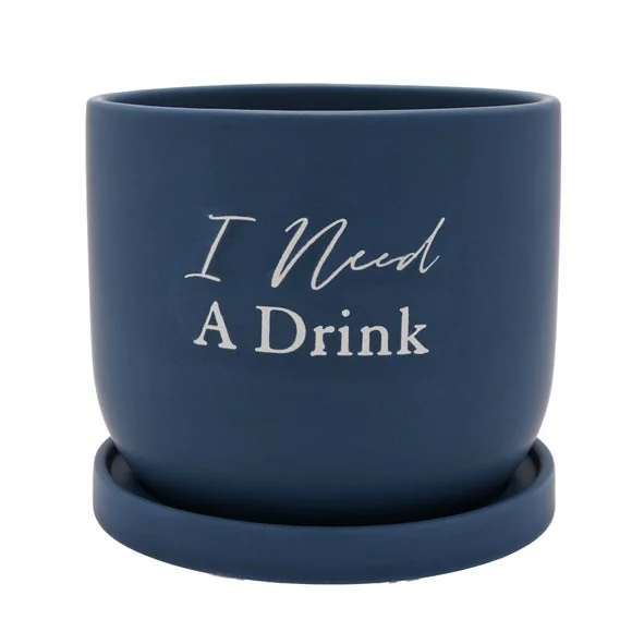 Country Living I Need A Drink Ceramic Plant Pot – image 2