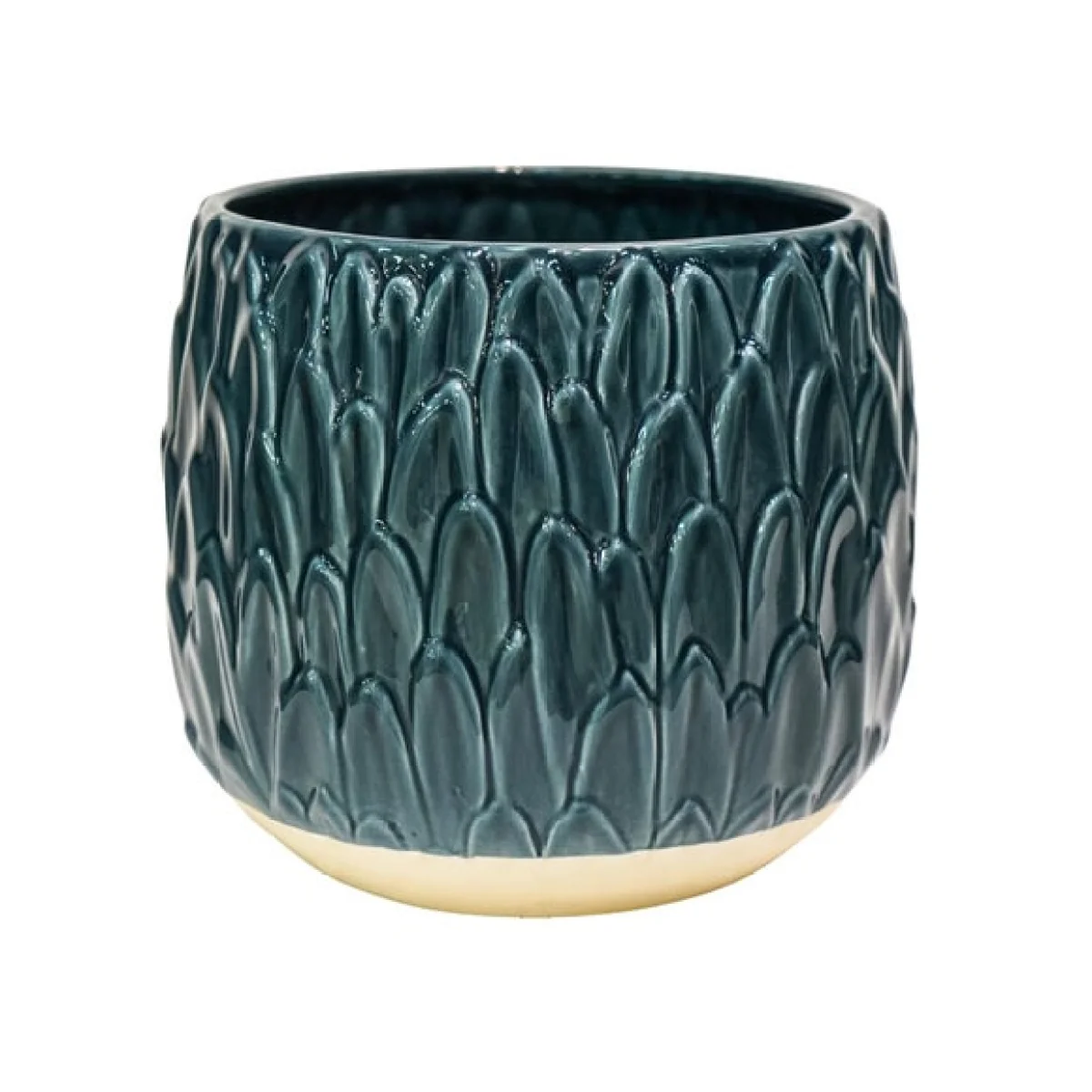Arles Leaf Embossed Planter Teal (Green) – image 2