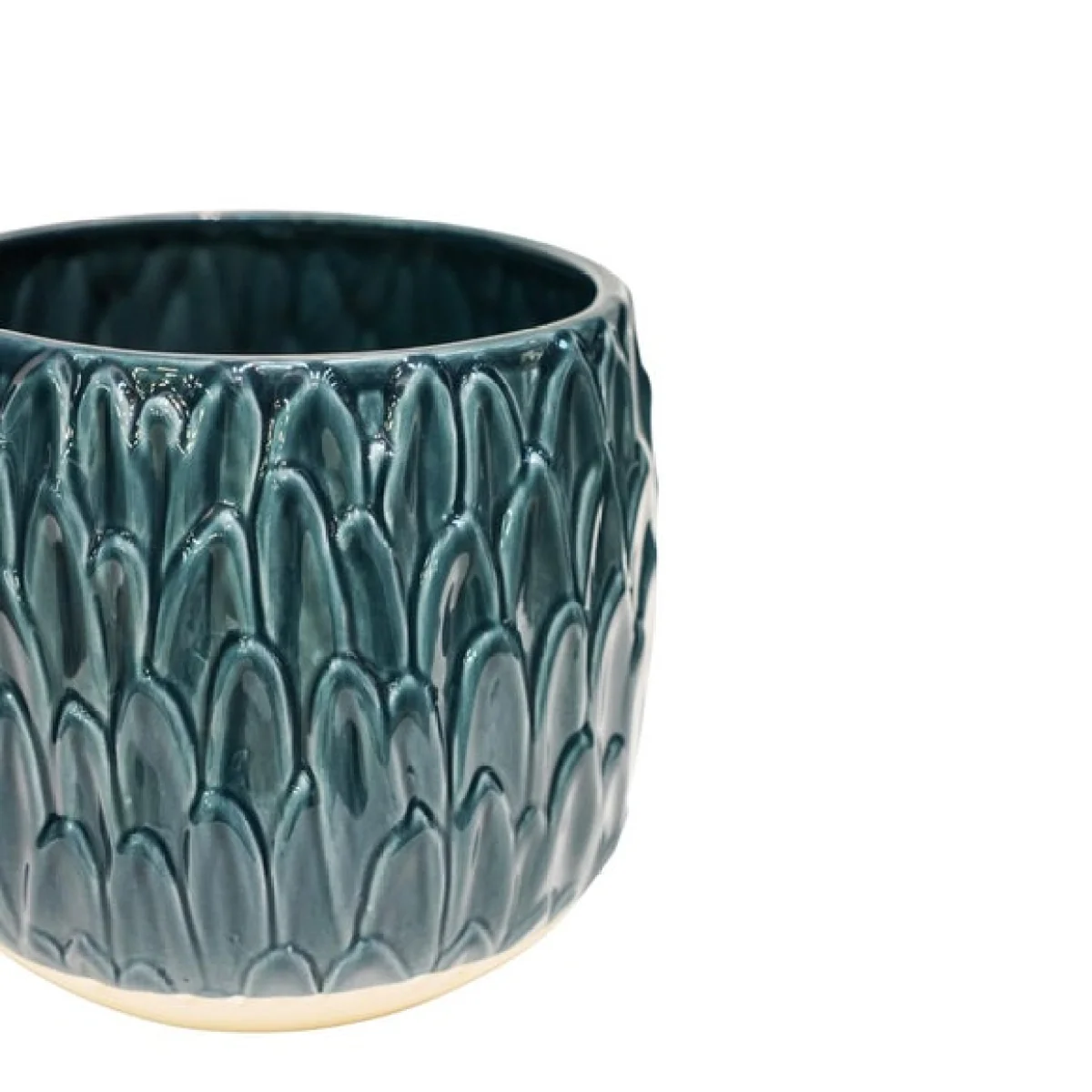 Arles Leaf Embossed Planter Teal (Green) – image 3