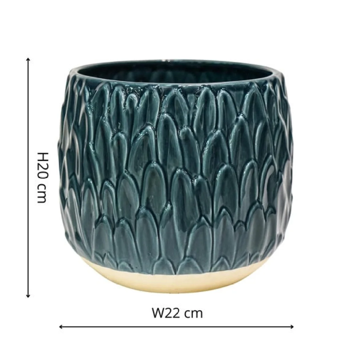 Arles Leaf Embossed Planter Teal (Green) – image 4