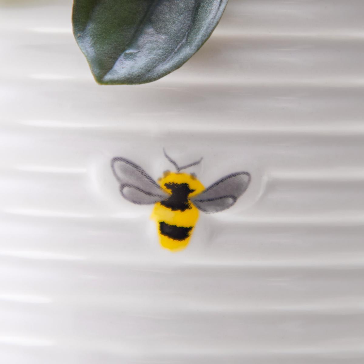 Small Bee 13cm Plant Pot White – image 2