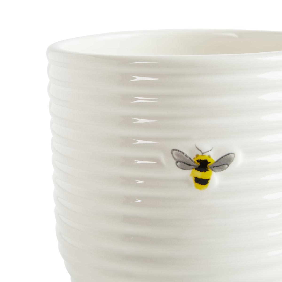 Small Bee 13cm Plant Pot White – image 3