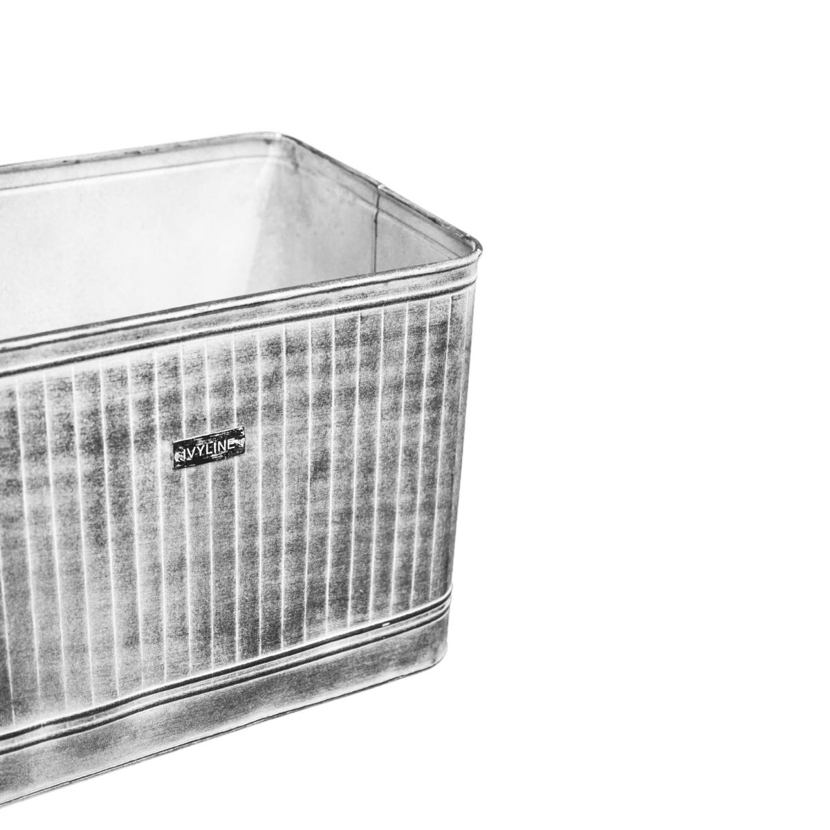 Hampton Rectangle Galvanised Metal Outdoor Planter Grey – image 2