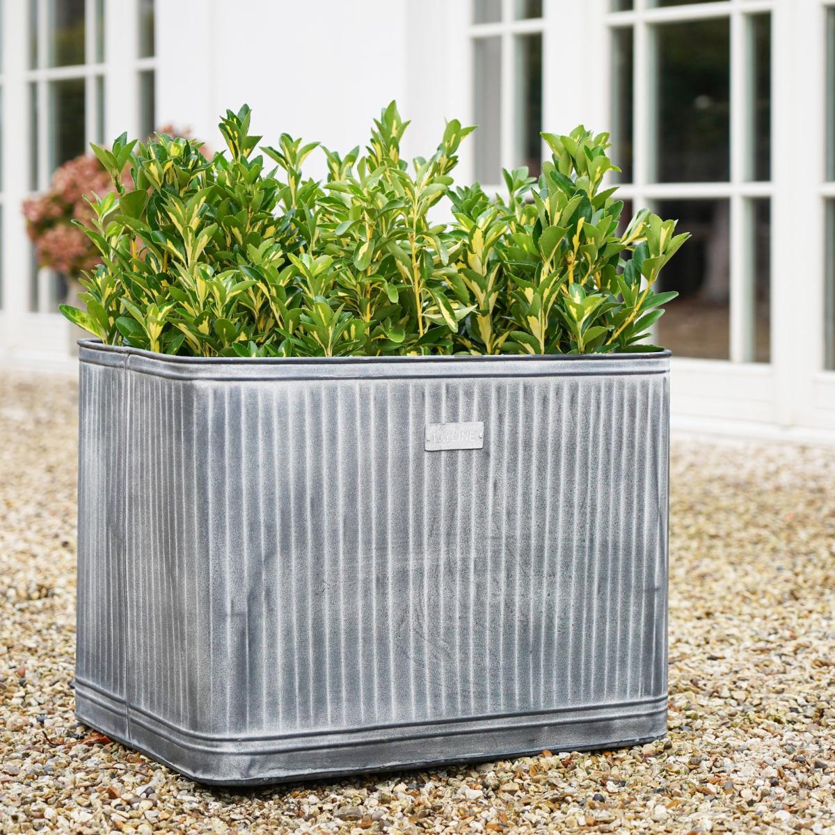 Hampton Rectangle Galvanised Metal Outdoor Planter Grey – image 5