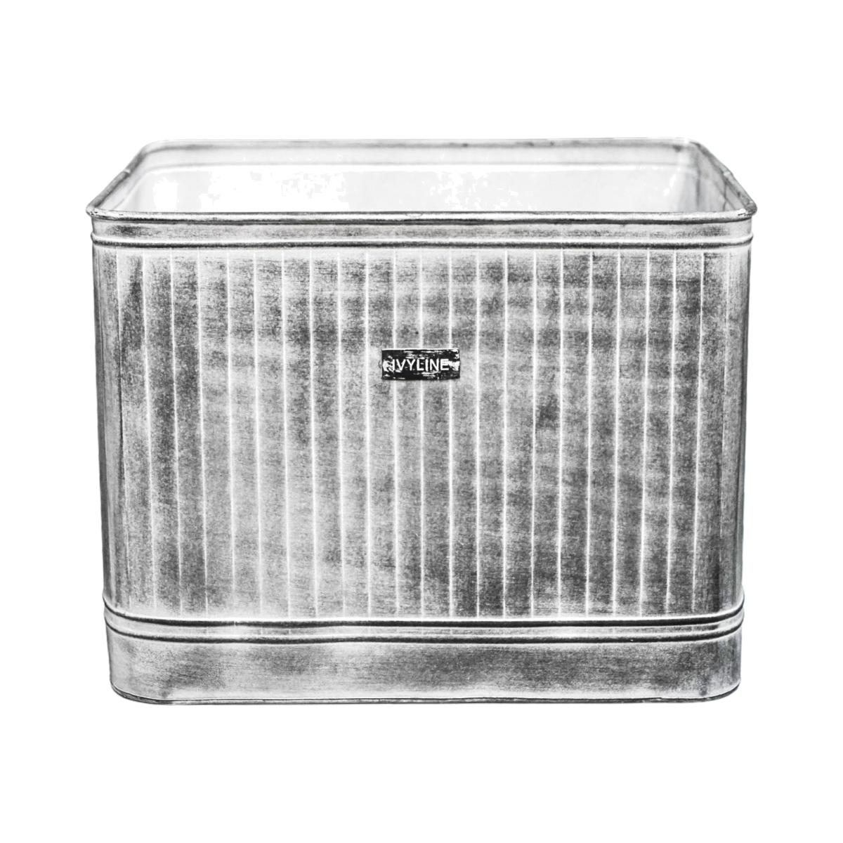 Hampton Rectangle Galvanised Metal Outdoor Planter Grey – image 1