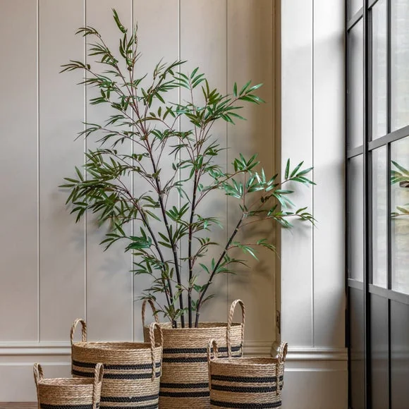 Cedar & Sage Artificial Medium Bamboo Tree in Black Plant Pot – image 1