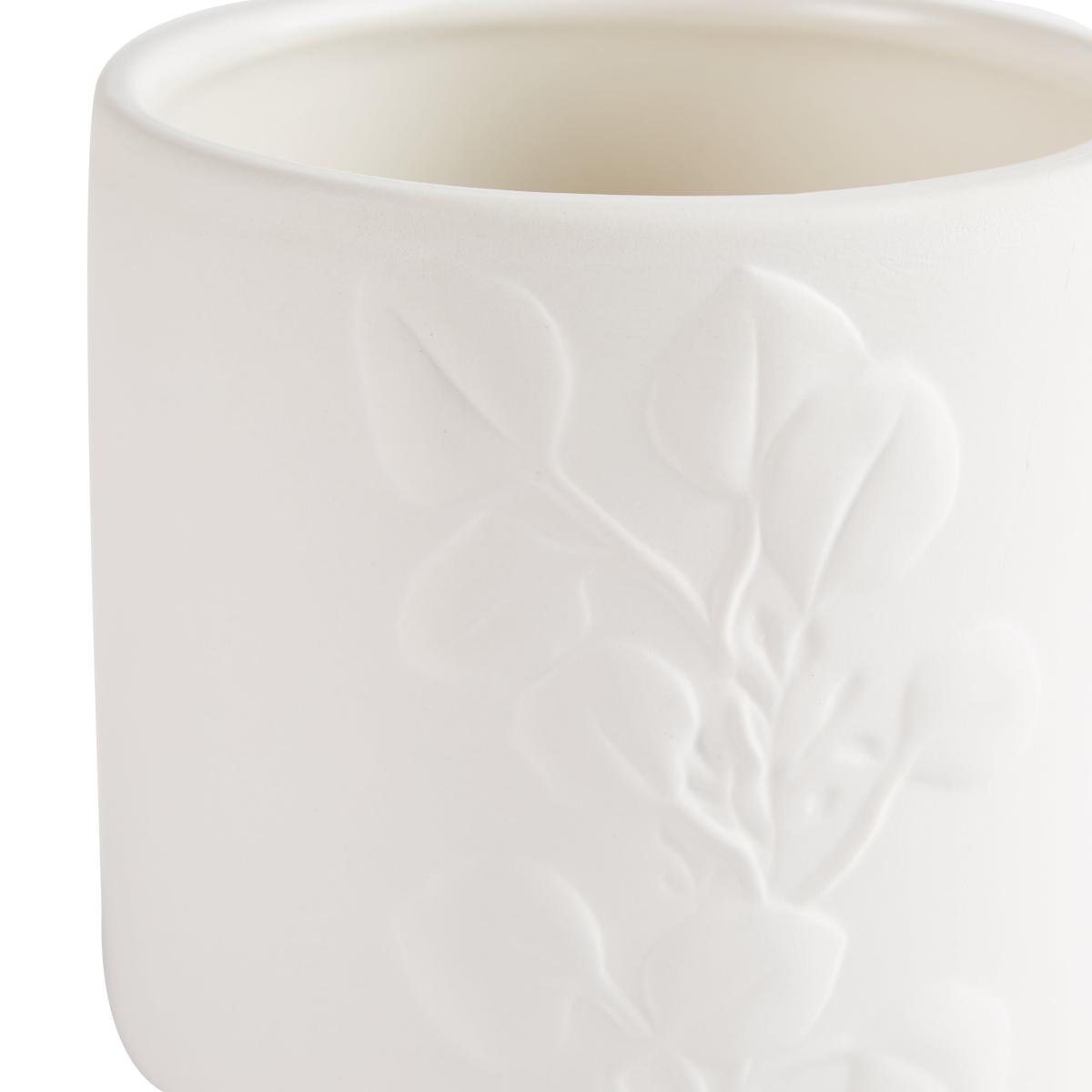Eucalyptus Embossed Ceramic Plant Pot White – image 4