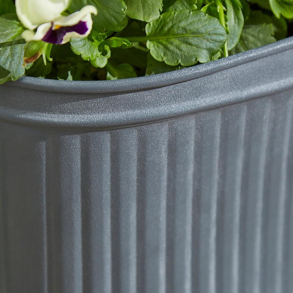 Oval Galvanised Plant Pot Grey – image 2