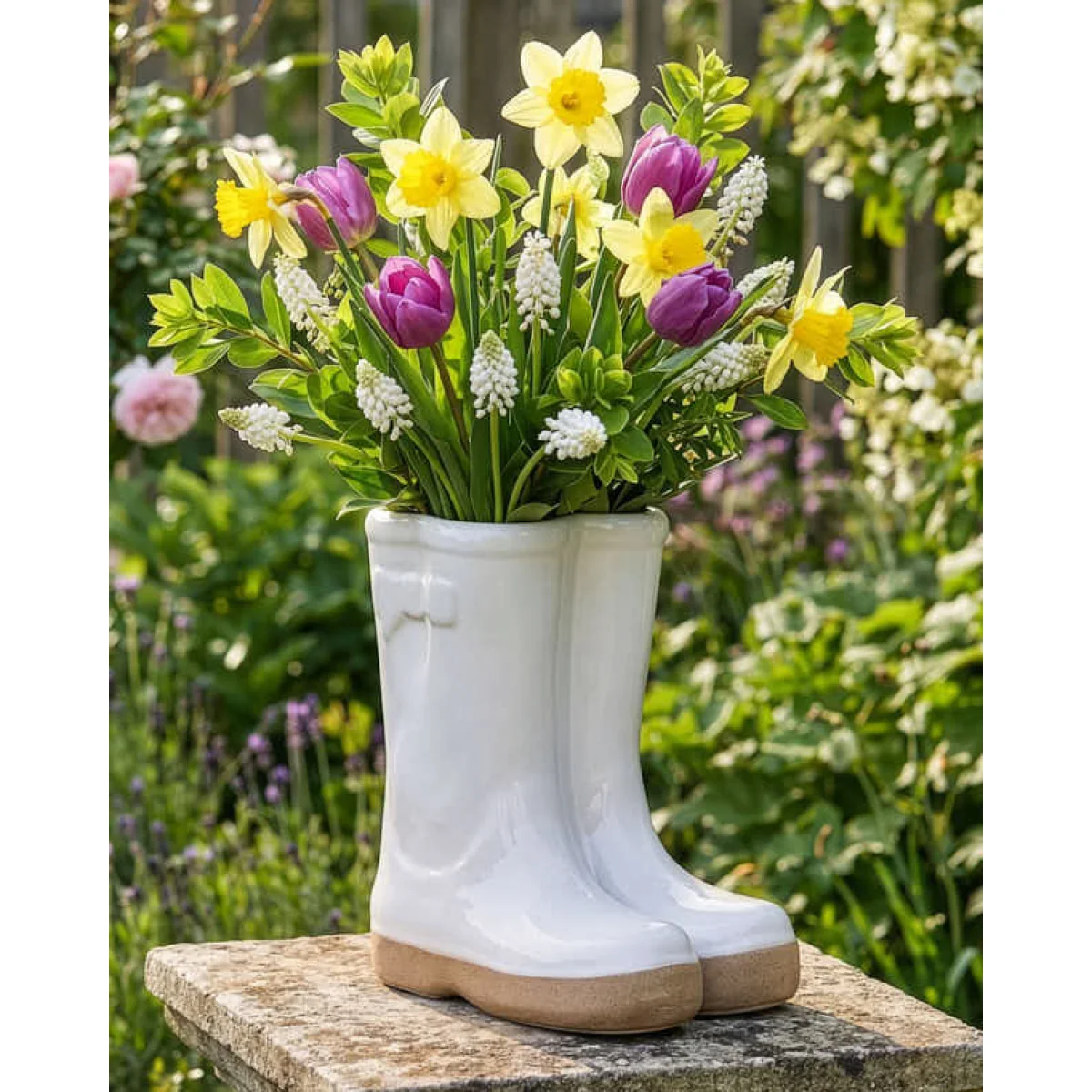 White Wellington Boot Planters – image 2