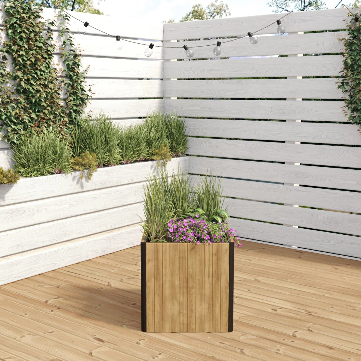 Como Square Wooden Garden Planter -Como – image 1