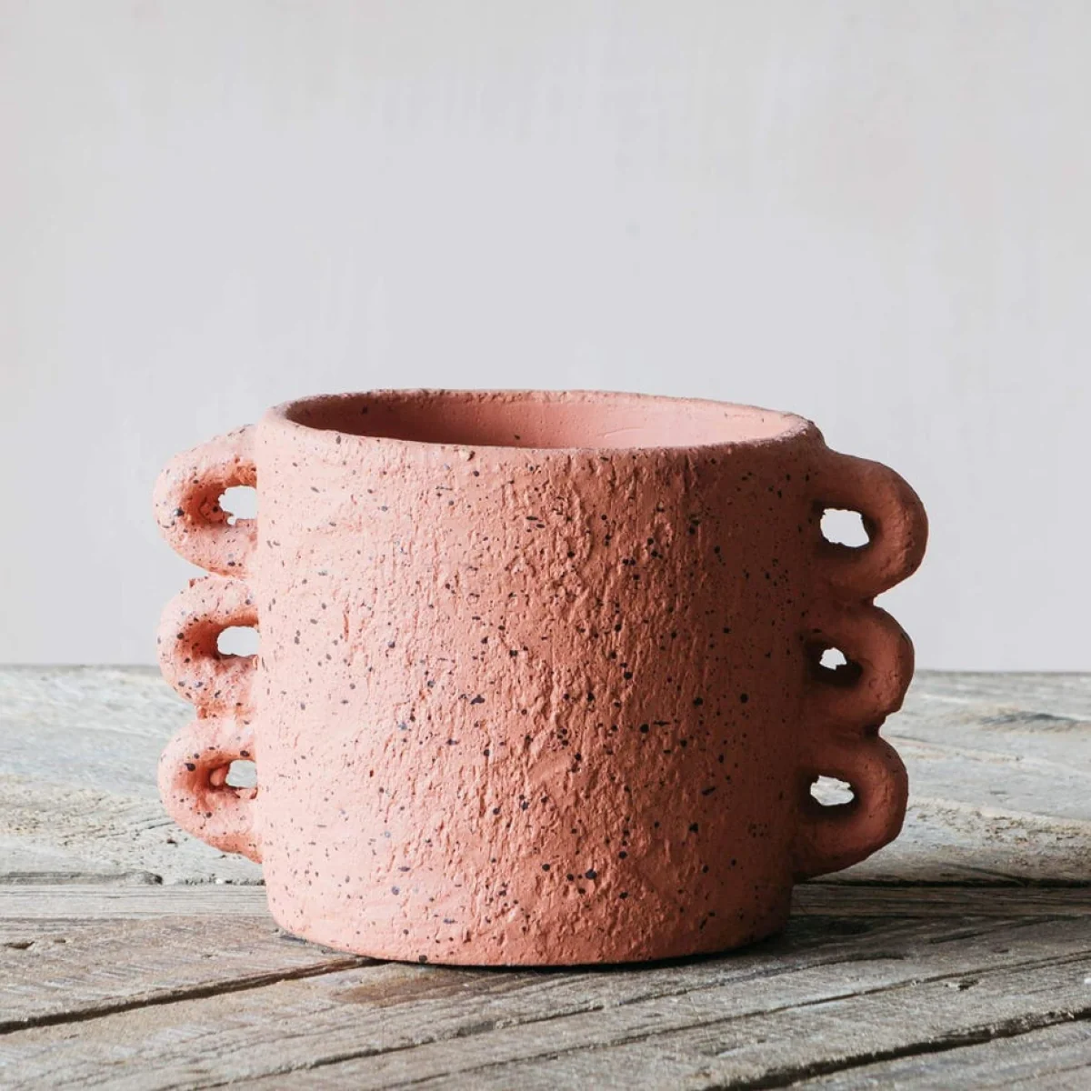 Orange Looped Handle Plant Pot – image 2