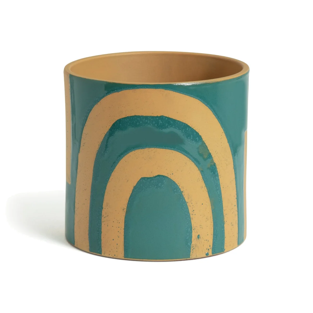 Habitat Ceramic Decorative Planter - Mustard & Green