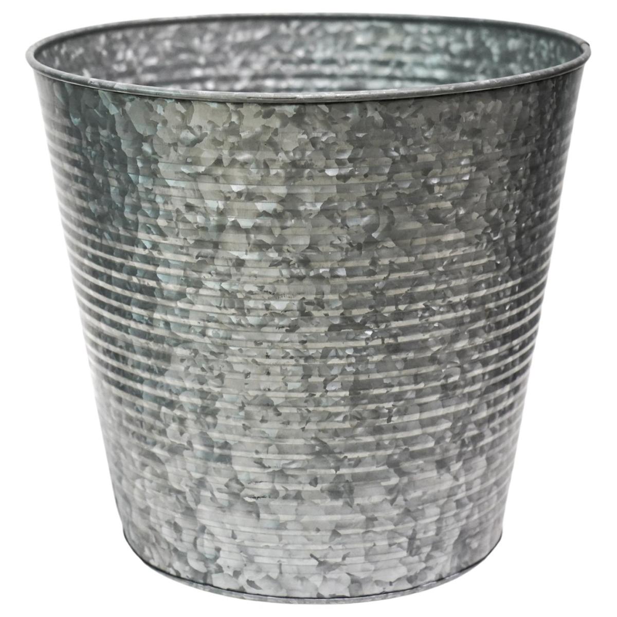 Ivyline 37cm Ribbed Galvanised Planter – image 2