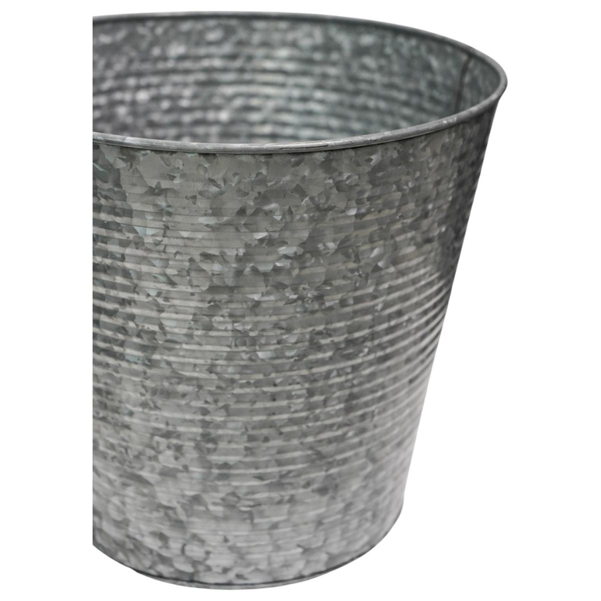 Ivyline 37cm Ribbed Galvanised Planter – image 3