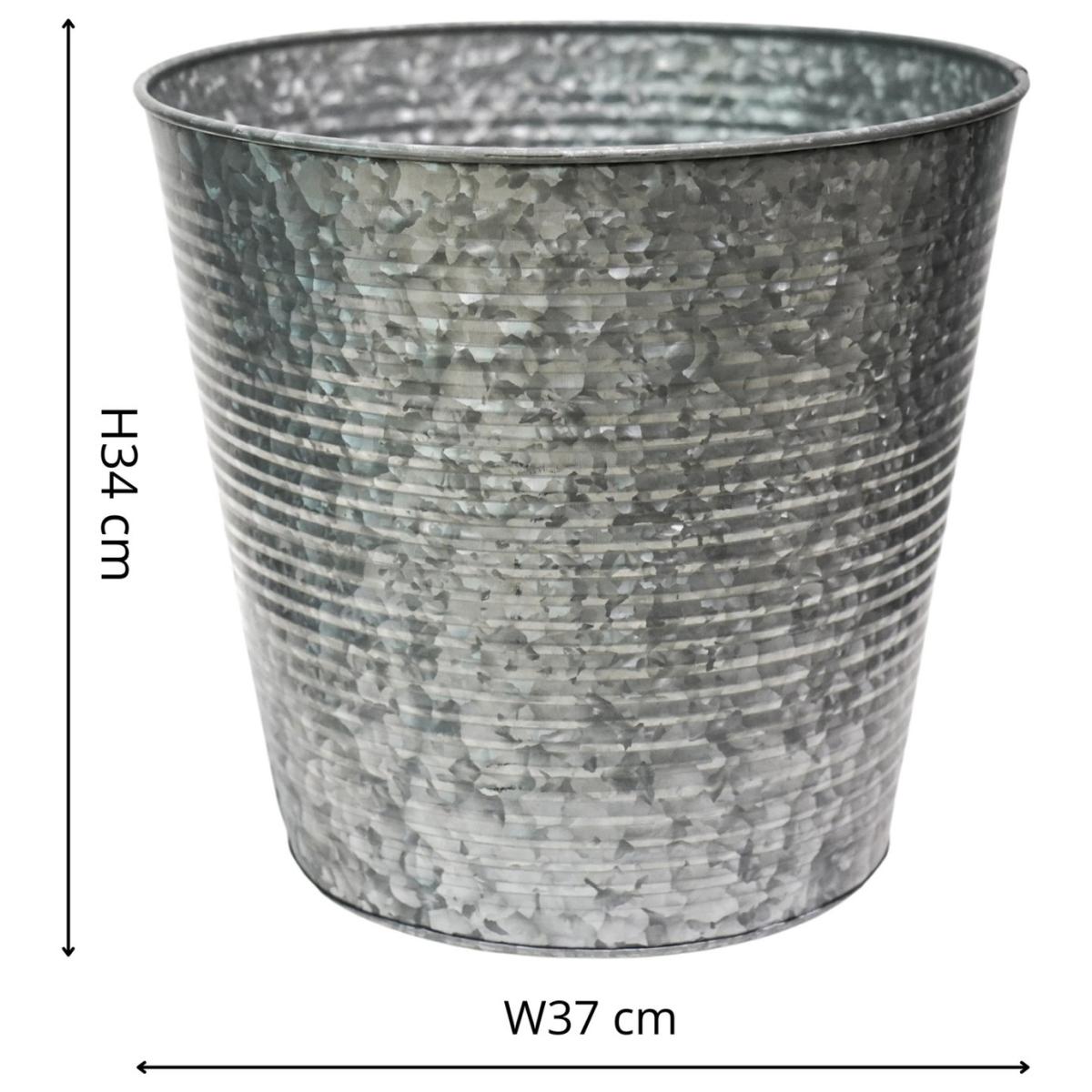 Ivyline 37cm Ribbed Galvanised Planter – image 4