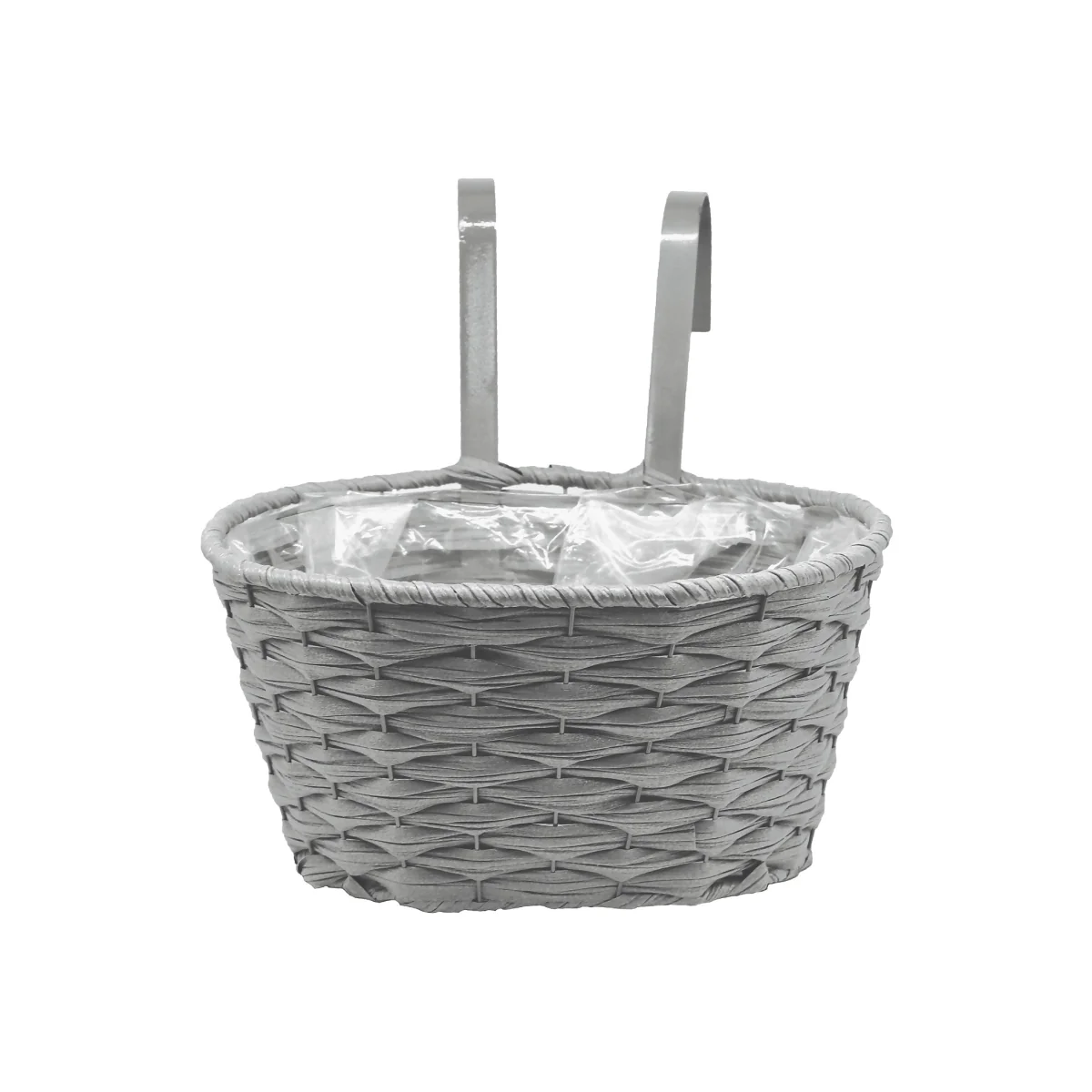 12in Faux Rattan Hanging Planter - Slate