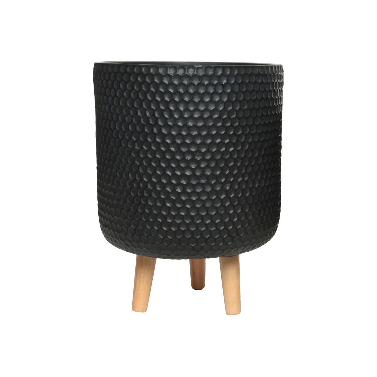 Zoe Fibre Clay Black Round Outdoor Planter on Legs - Large