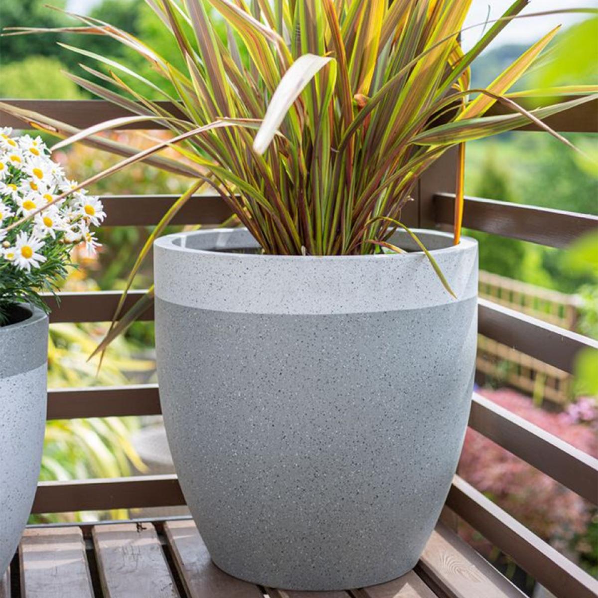 Sierra Contrast Plant Pot - Grey & White - 32cm – image 2