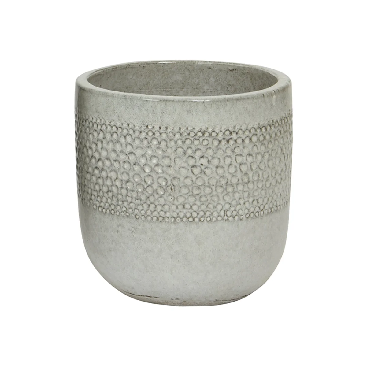Singer Off-White Fibre Clay Glazed Outdoor Planter - Small