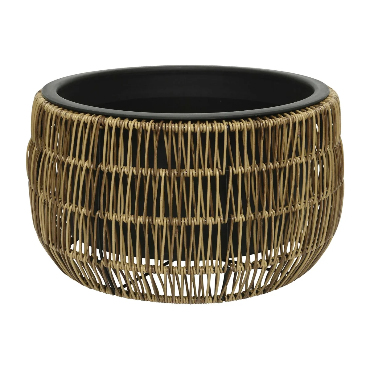 Kate Brown Wicker Round Outdoor Planter - Small