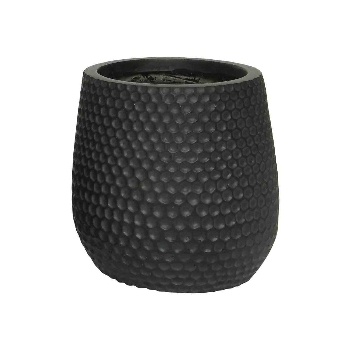 Zoe Fibre Clay Black Round Outdoor Planter - Small