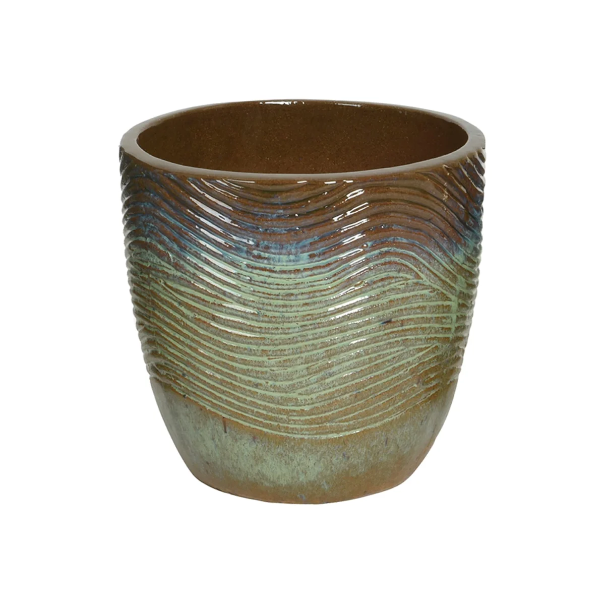 Maxime Green Glazed Terracotta Planter - Medium