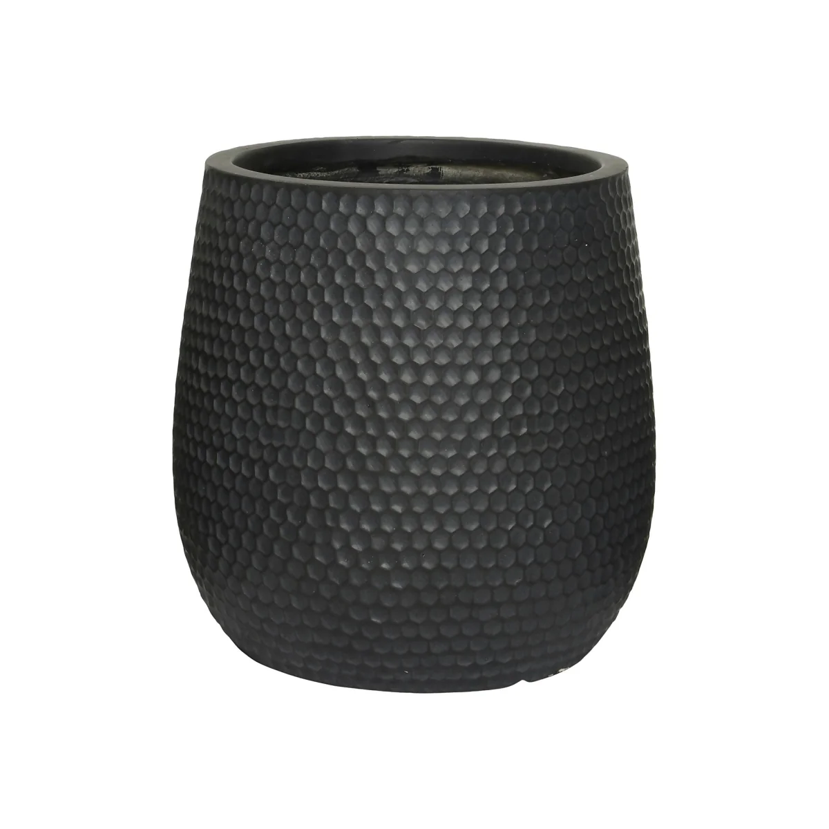 Zoe Fibre Clay Black Round Outdoor Planter - Medium