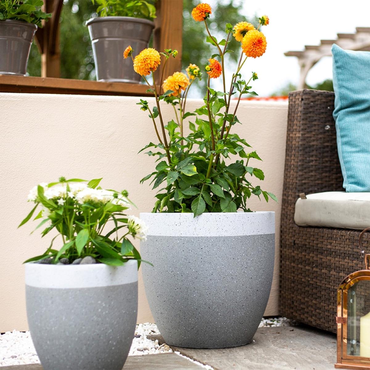 Sierra Contrast Plant Pot - Grey & White - 26cm – image 3