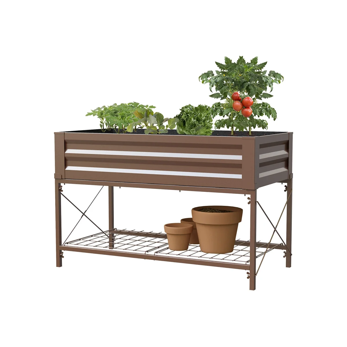 Panacea Steel Raised Garden Planter with Stand - Brown