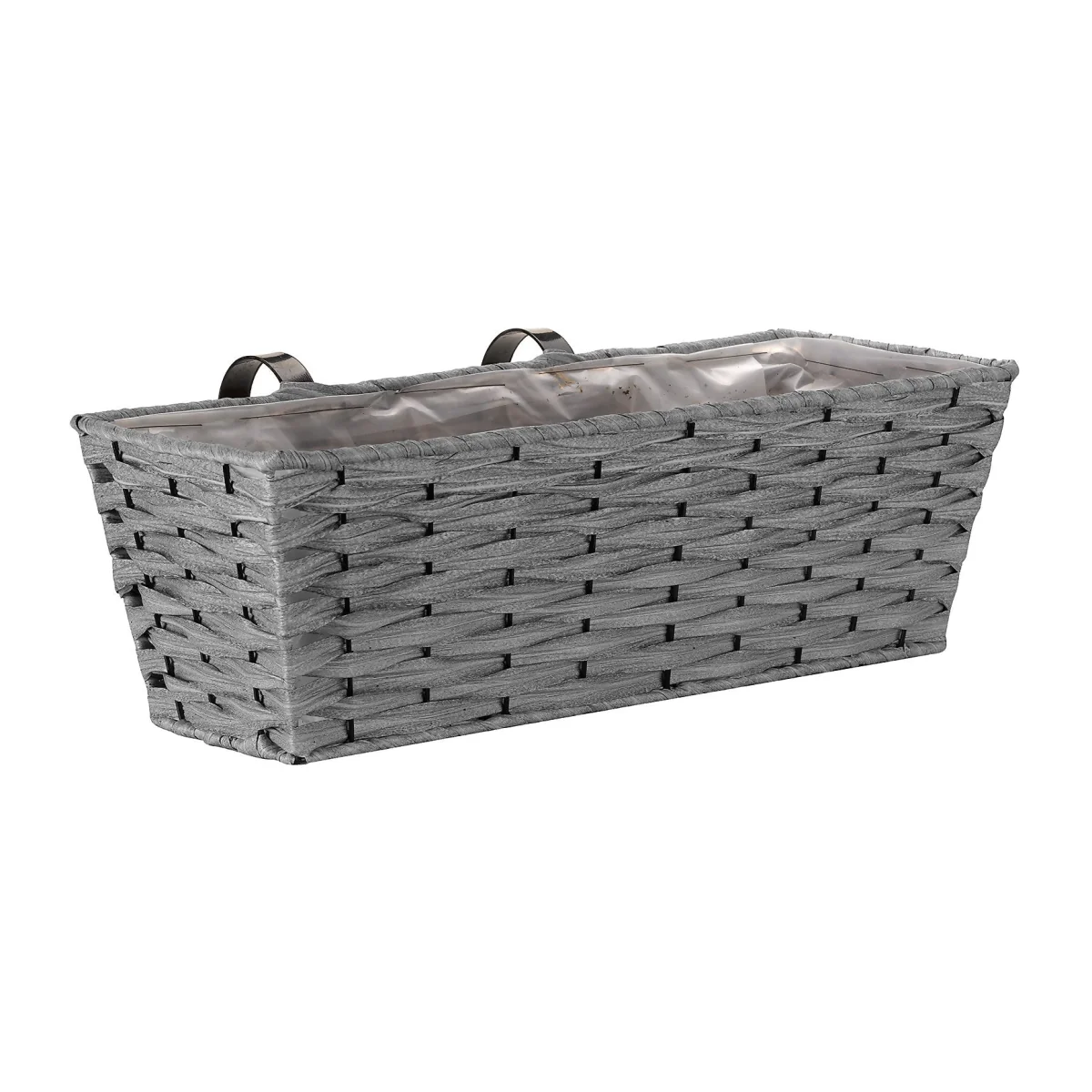 19in Faux Rattan Planter - Slate