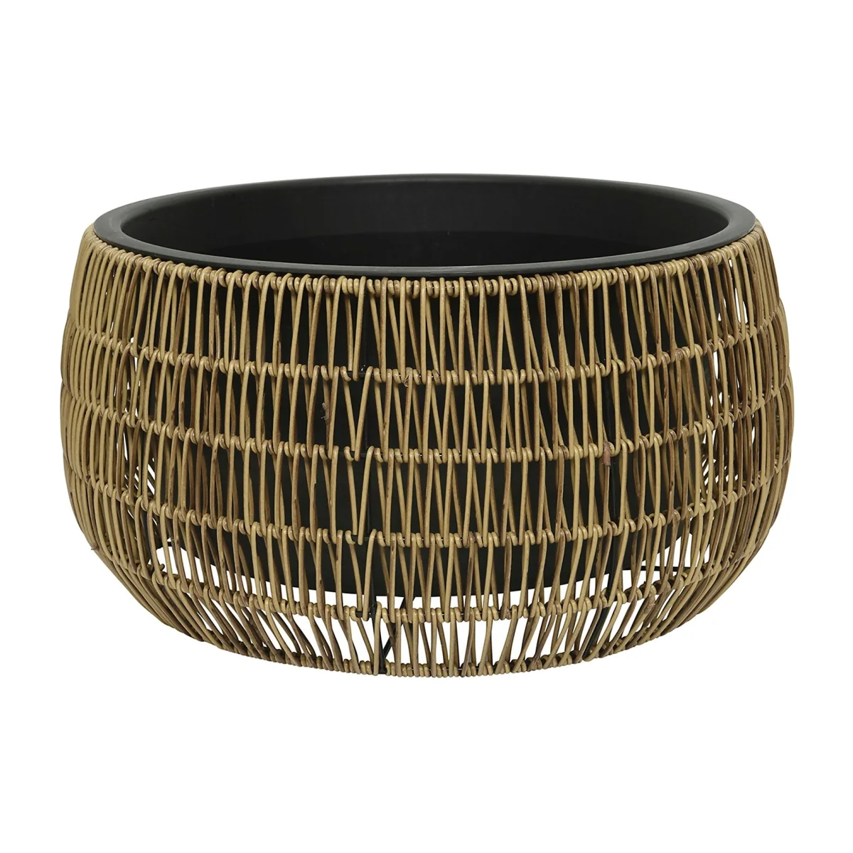 Kate Brown Wicker Round Outdoor Planter - Large
