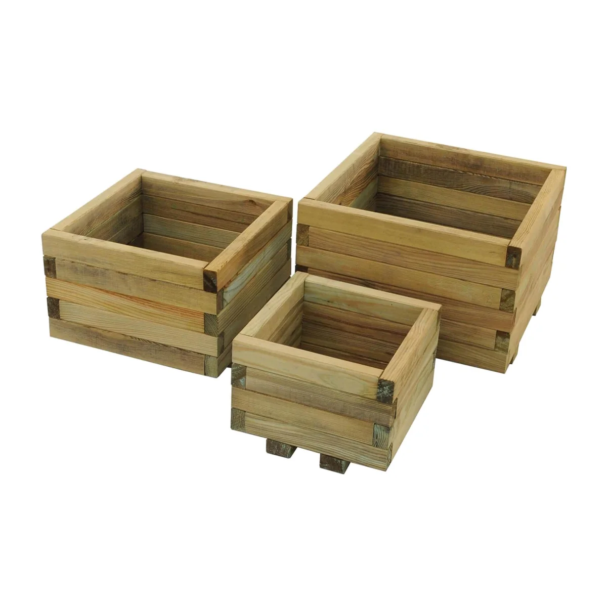 Forest Garden Wooden Kendal Square Planter (Set of 3)